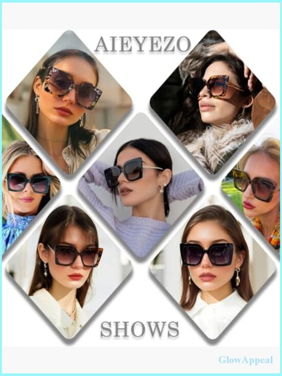 Oversized Retro Square Sunglasses UV400 Protection Fashion Shades main image 6